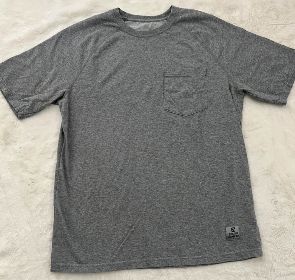 Rugged Elements Men’s S Gray Heather Raglan Pocket T-Shirt 65/35 Cotton Blend